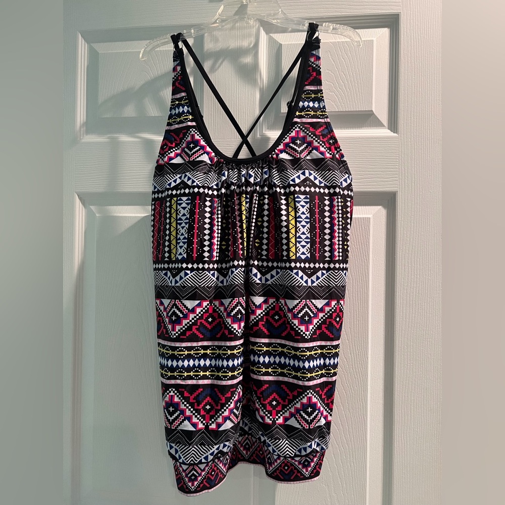 Geometric Blouson Tankini Suit - NWOT